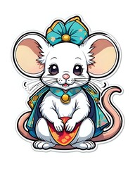 Illustration of a cute Mouse sticker with vibrant colors and a playful expression