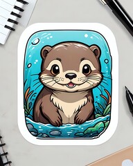 Illustration of a cute Otter sticker with vibrant colors and a playful expression