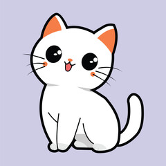 A Simple Vector Animation Design White Cat