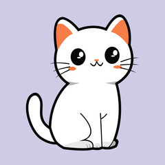 Obraz premium Minimalist Vector Animation Design White Cat