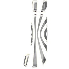 White symbol with silver thin vertical straps. letter j