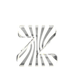 White symbol with silver thin vertical straps. letter z