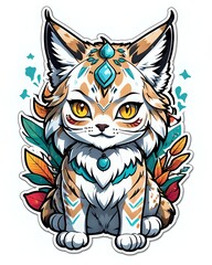Illustration of a cute Lynx sticker with vibrant colors and a playful expression
