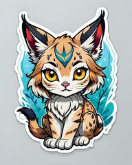 Illustration of a cute Lynx sticker with vibrant colors and a playful expression