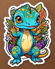 Illustration of a cute Monitor lizard sticker with vibrant colors and a playful expression