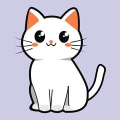 Minimalist Vector Animation Design White Cat