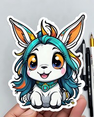 Fototapeta premium Illustration of a cute Mule sticker with vibrant colors and a playful expression