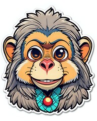 Obraz premium Illustration of a cute Baboon sticker with vibrant colors and a playful expression