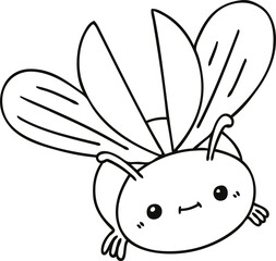 quirky line drawing cartoon flying beetle