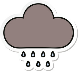 sticker of a cute cartoon storm rain cloud