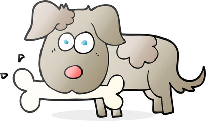 cartoon dog with bone