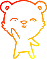 warm gradient line drawing happy cartoon bear