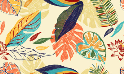 tropical abstract seamless artsy pattern surface design