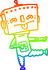 rainbow gradient line drawing cartoon robot