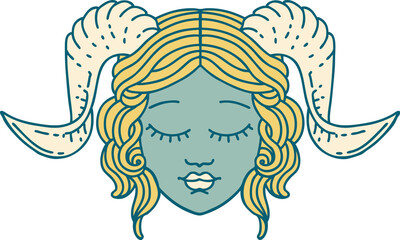 tiefling character face illustration