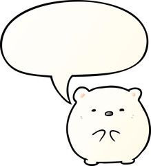cute cartoon polar bear and speech bubble in smooth gradient style