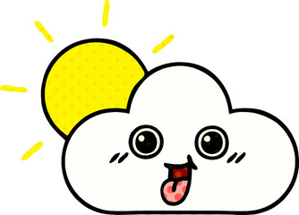 comic book style cartoon sun and cloud