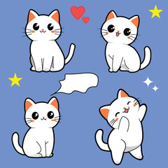 set of funny cartoon cats