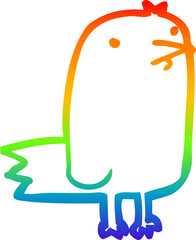 rainbow gradient line drawing cartoon bird