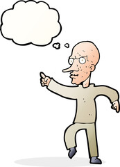 Fototapeta premium cartoon angry old man with thought bubble