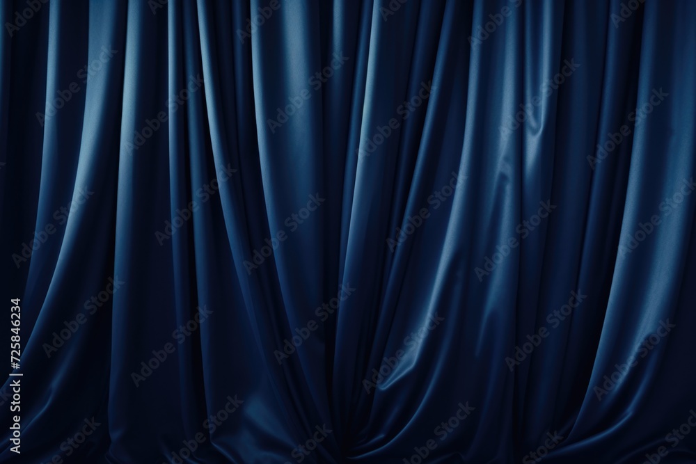 Poster a blue curtain against a black background. can be used as a background or in theater and stage setti