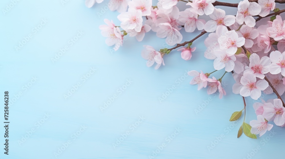Poster A detailed view of a branch from a tree adorned with beautiful pink flowers. Perfect for adding a touch of nature to any project or design