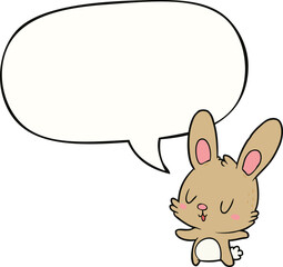 cute cartoon rabbit and speech bubble