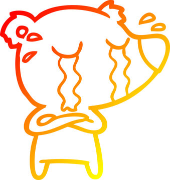 recommend clip art: warm gradient line drawing cartoon crying bear