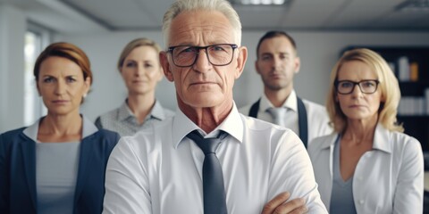 Obraz premium A group of business people standing in a line. Suitable for corporate and teamwork concepts