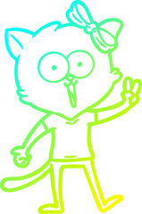 cold gradient line drawing cartoon cat