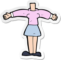 sticker of a cartoon female body