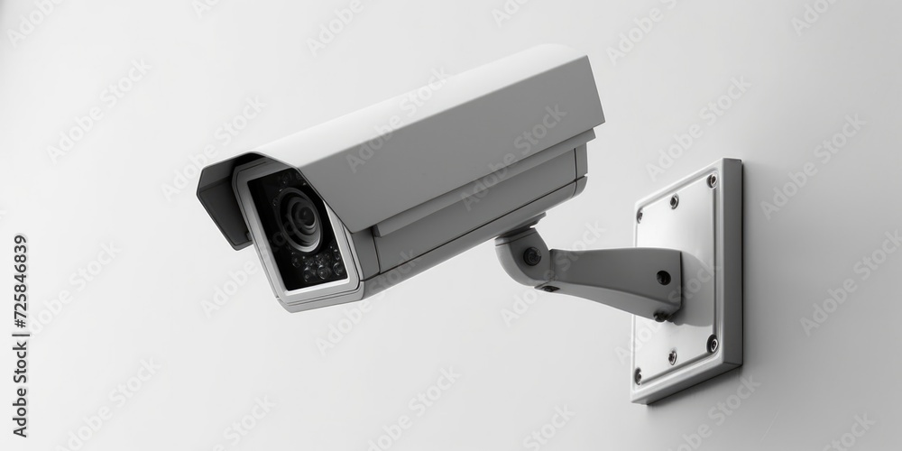 Poster a security camera mounted on the side of a wall. ideal for monitoring and surveillance purposes