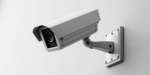 A security camera mounted on the side of a wall. Ideal for monitoring and surveillance purposes