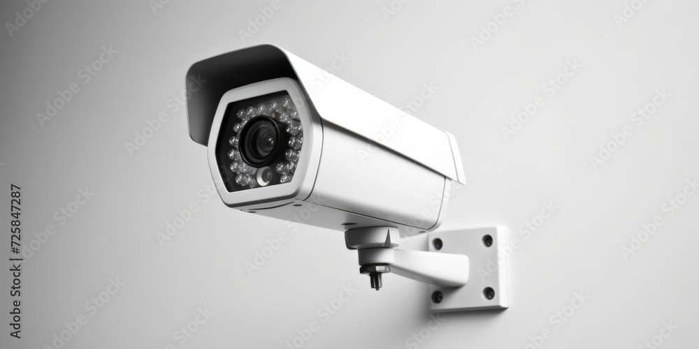 Poster a security camera mounted on the side of a wall. ideal for surveillance and monitoring purposes