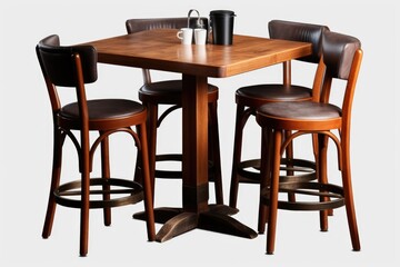 A simple wooden table with four chairs, perfect for gatherings and meals