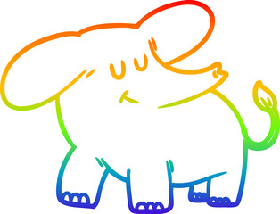 rainbow gradient line drawing cartoon elephant