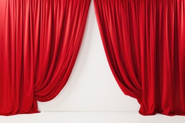 A room with red curtains and a white wall. Perfect for interior design inspiration