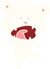 angry flat color style cartoon polar bear