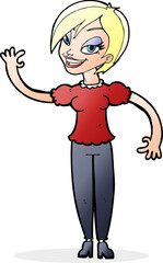 cartoon woman waving