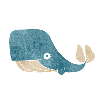 retro cartoon happy whale