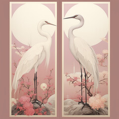 A banner with the beautiful white cranes.