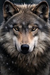 Fototapeta premium A close-up photograph of a majestic wolf in the snow. Perfect for nature and wildlife enthusiasts.