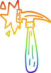 rainbow gradient line drawing cartoon hammer banging