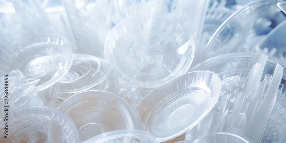 Poster a close-up view of a bunch of plastic cups. versatile and practical, this image can be used for vari