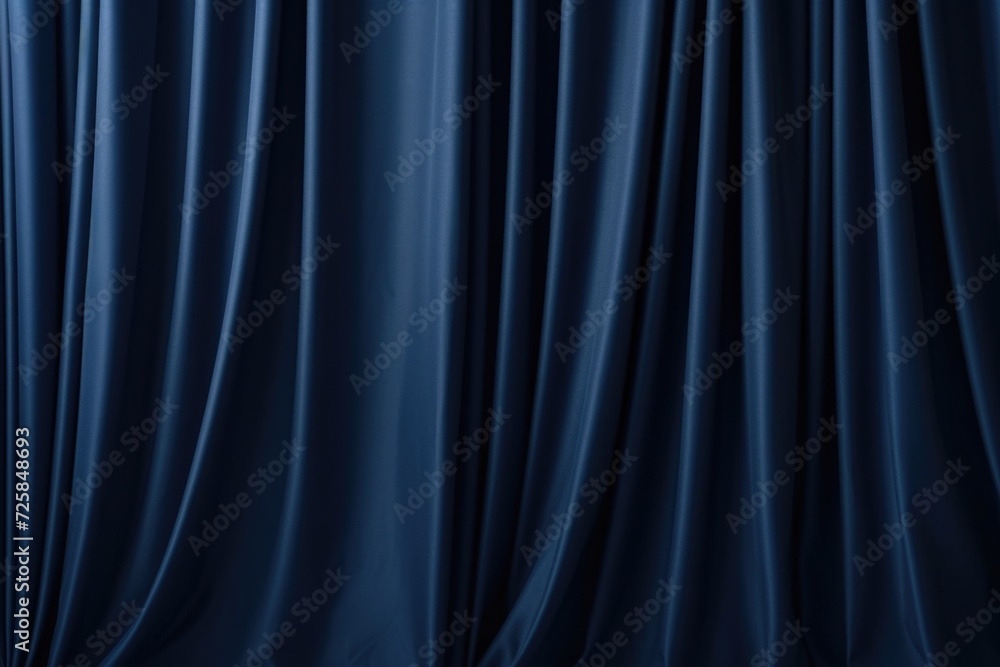 Poster a blue curtain hanging against a black background. perfect for adding a touch of elegance to any int