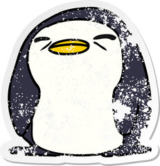 distressed sticker cartoon kawaii of a cute penguin