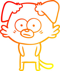 warm gradient line drawing nervous dog cartoon
