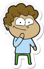 sticker of a cartoon happy man