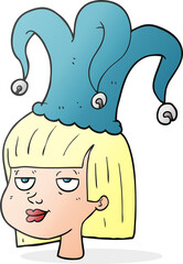 cartoon woman wearing jester hat