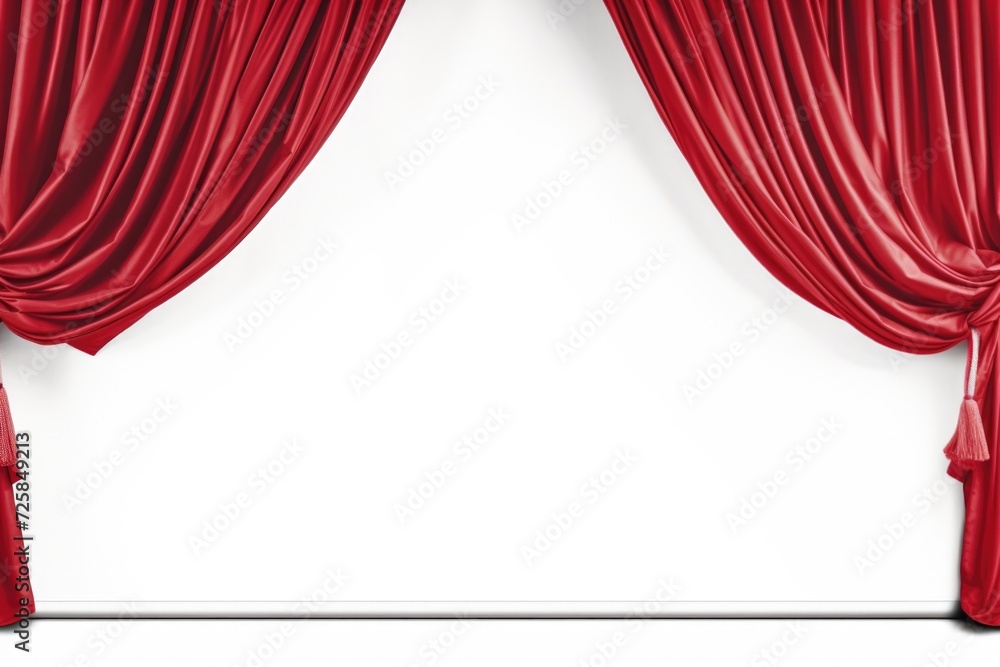 Poster A white wall with a red curtain. This image can be used as a background or backdrop for various events or performances
